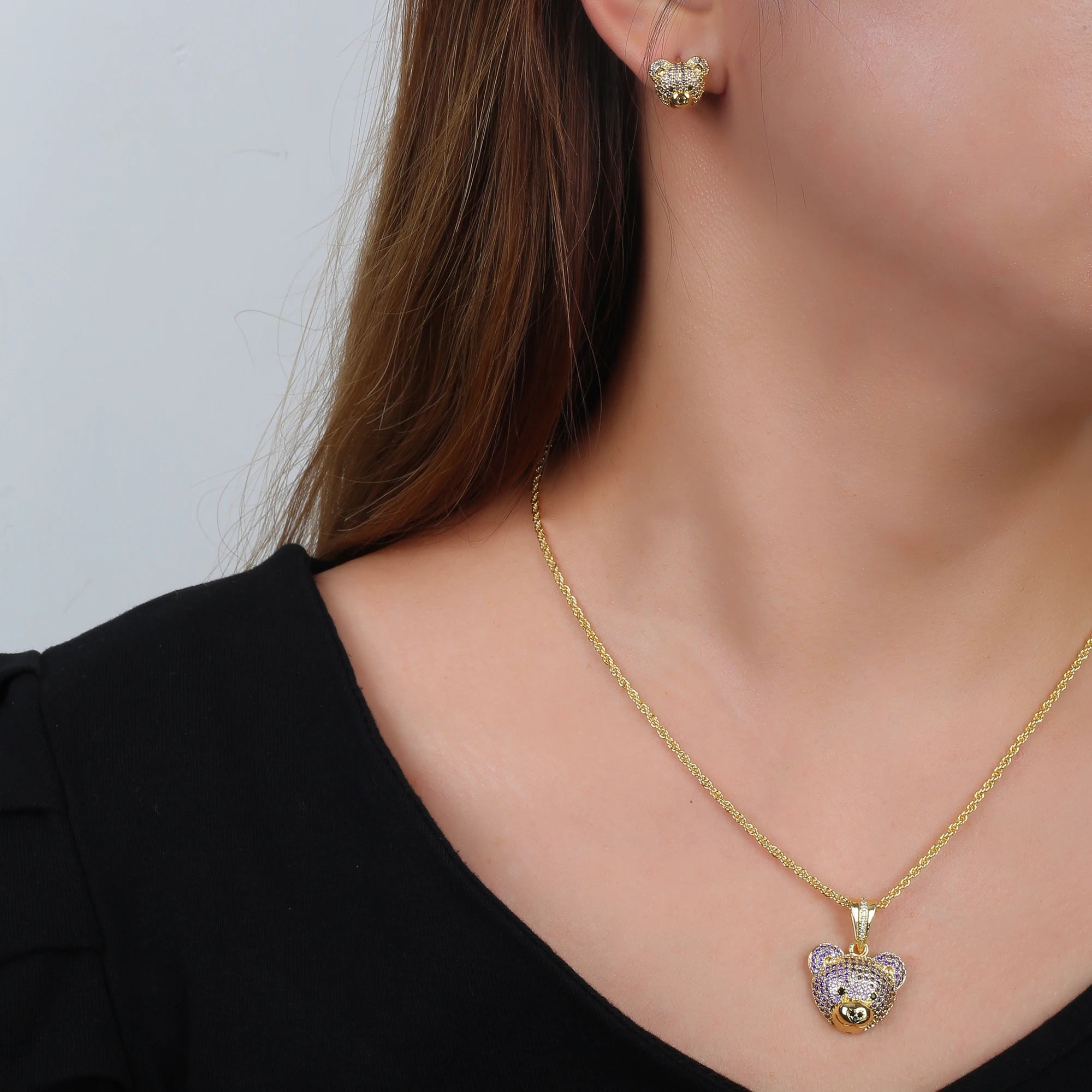 Collana e Orecchini Orsacchiotto Diamantato | CONFEZIONE REGALO INCLUSA